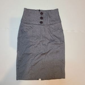 Costa Blanca Gray Pencil Skirt with High Waist Buttons